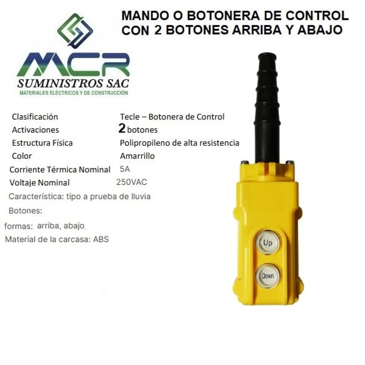 MANDO O BOTONERA DE CONTROL CON 2 BOTONES, marca GENERICO - Foto Principal