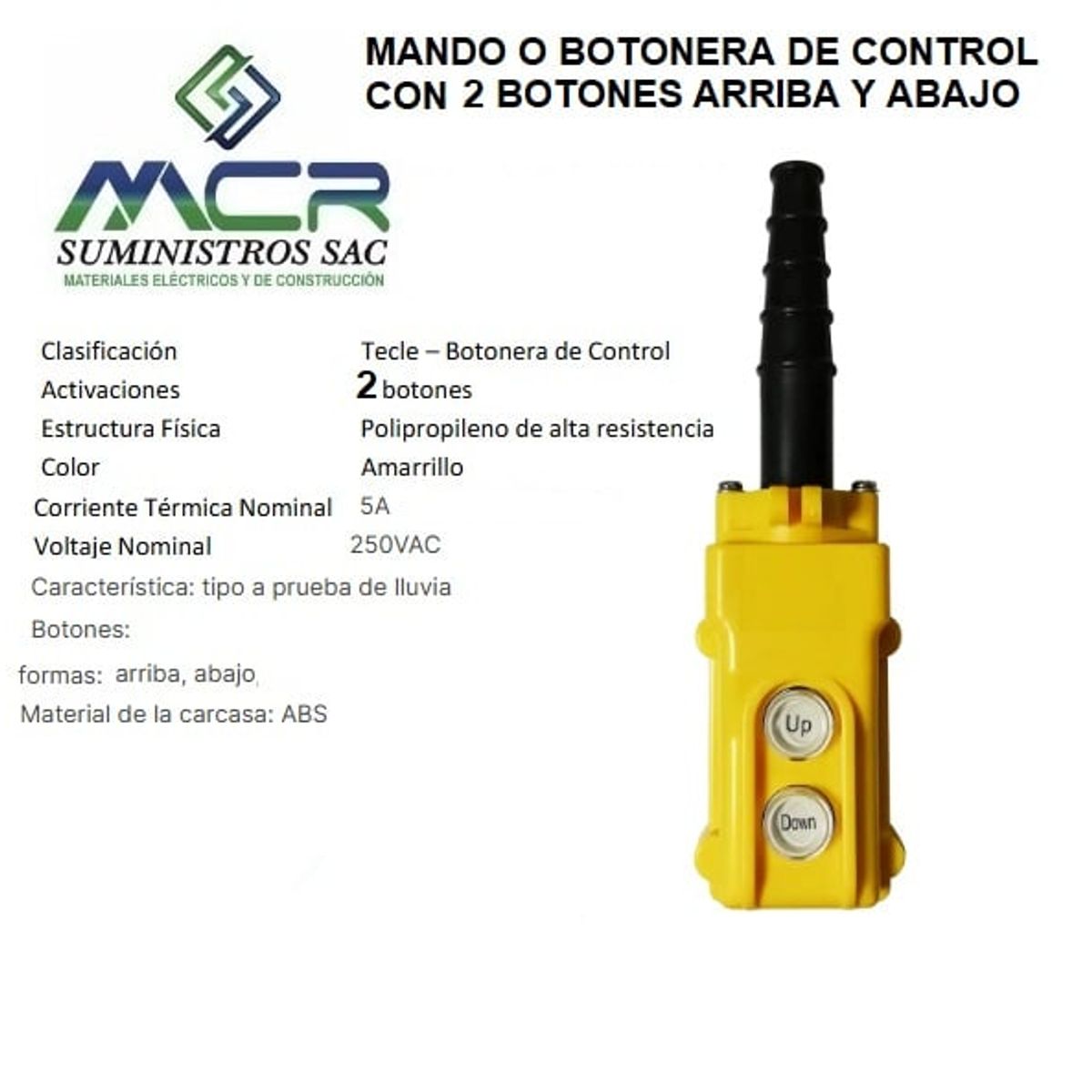 MANDO O BOTONERA DE CONTROL CON 2 BOTONES, marca GENERICO - Foto Principal