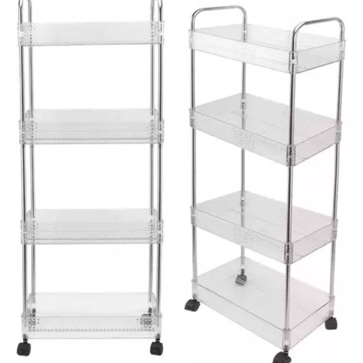 GENERICO - Estante Organizador de 4 Niveles Transparente con Rueditas