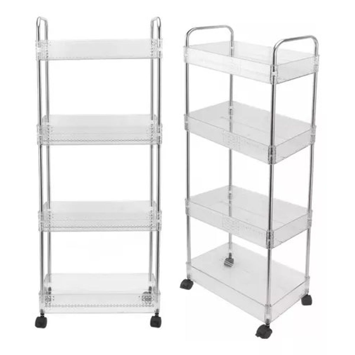 GENERICO - Estante Organizador de 4 Niveles Transparente con Rueditas
