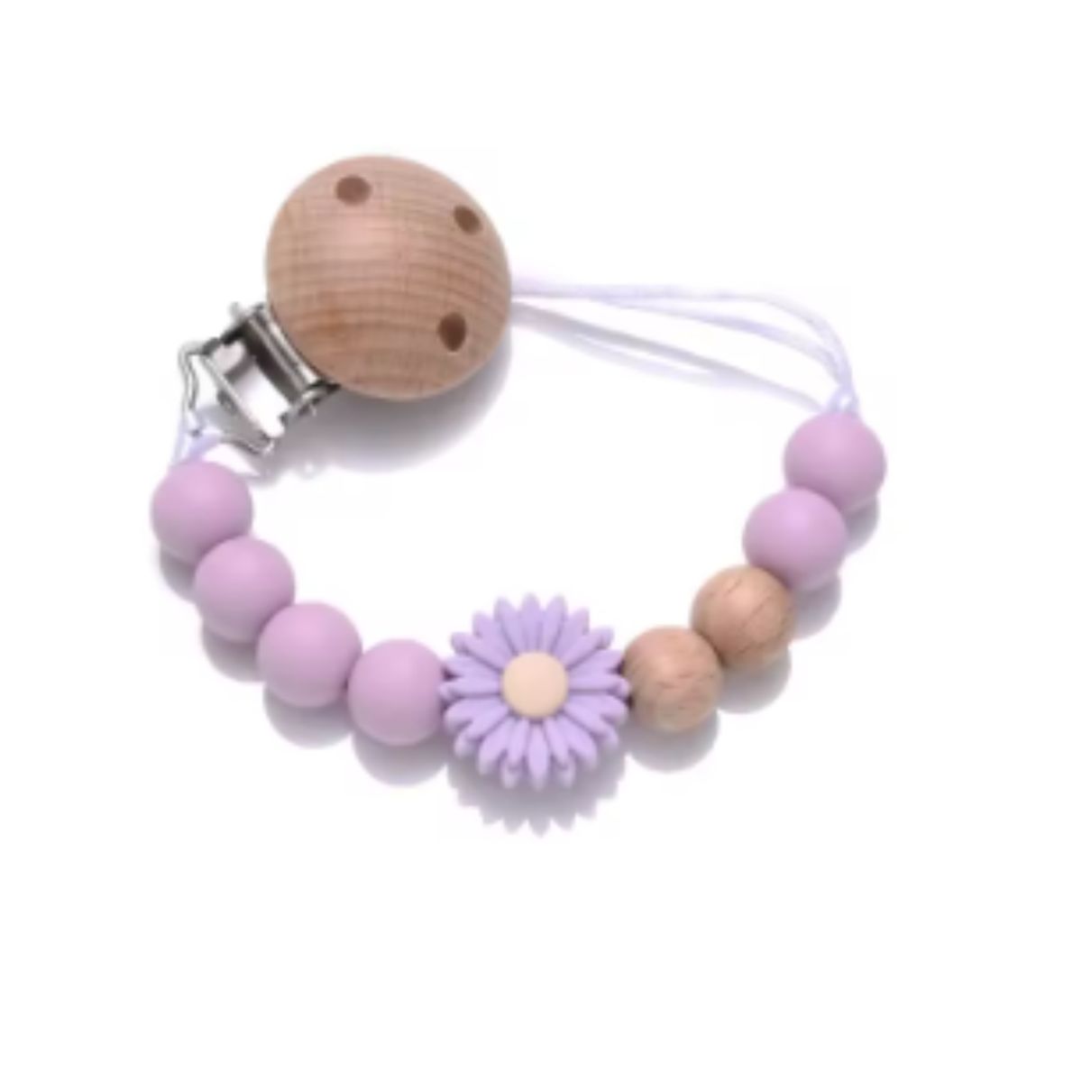 LUCALAND - Porta chupón de silicona margarita morado