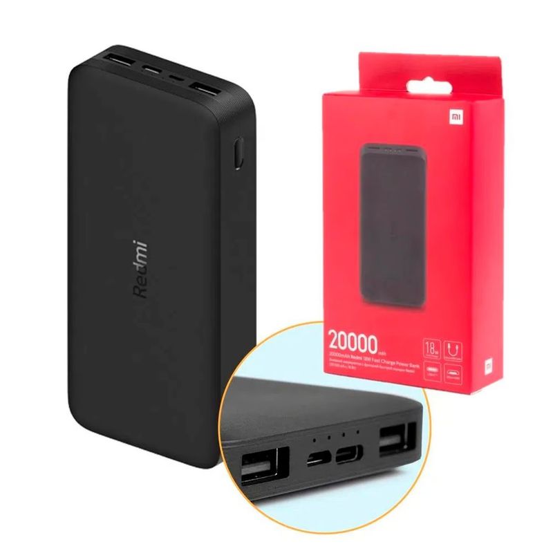 XIAOMI - Power Bank Redmi 20000 mAh Xiaomi 18W Tipo C Portatil