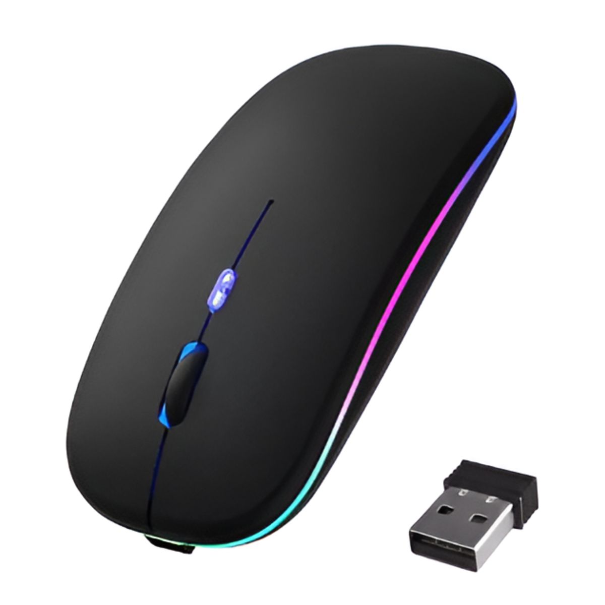 GENERICO - Mouse Inalámbrico RGB Recargable - NEGRO
