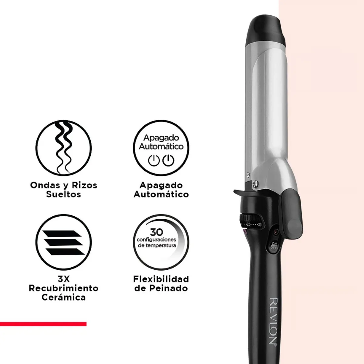 REVLON - Rizador de Cabello Revlon 3X Cerámica 1 1/2" Negro