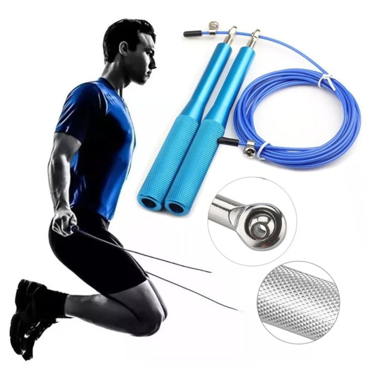 GENERICO - Soga De Saltar Crossfit Fitness Aluminio Azul