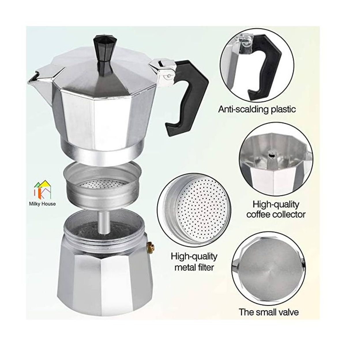 GENERICO - Cafetera Italiana Cubana para 3 a 6 tazas de Café Expreso Moka