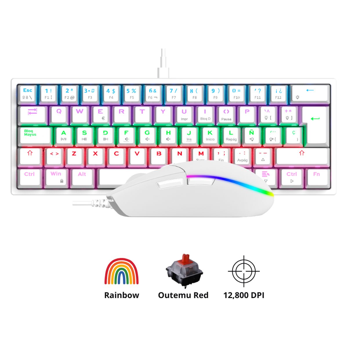 VIFROZT - Combo Gamer Teclado + Mouse Vrifrozt Berserker Blanco
