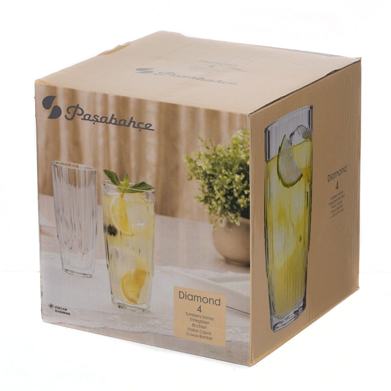 PASABAHCE - set de vasos long drink calidad turca 4 piezas