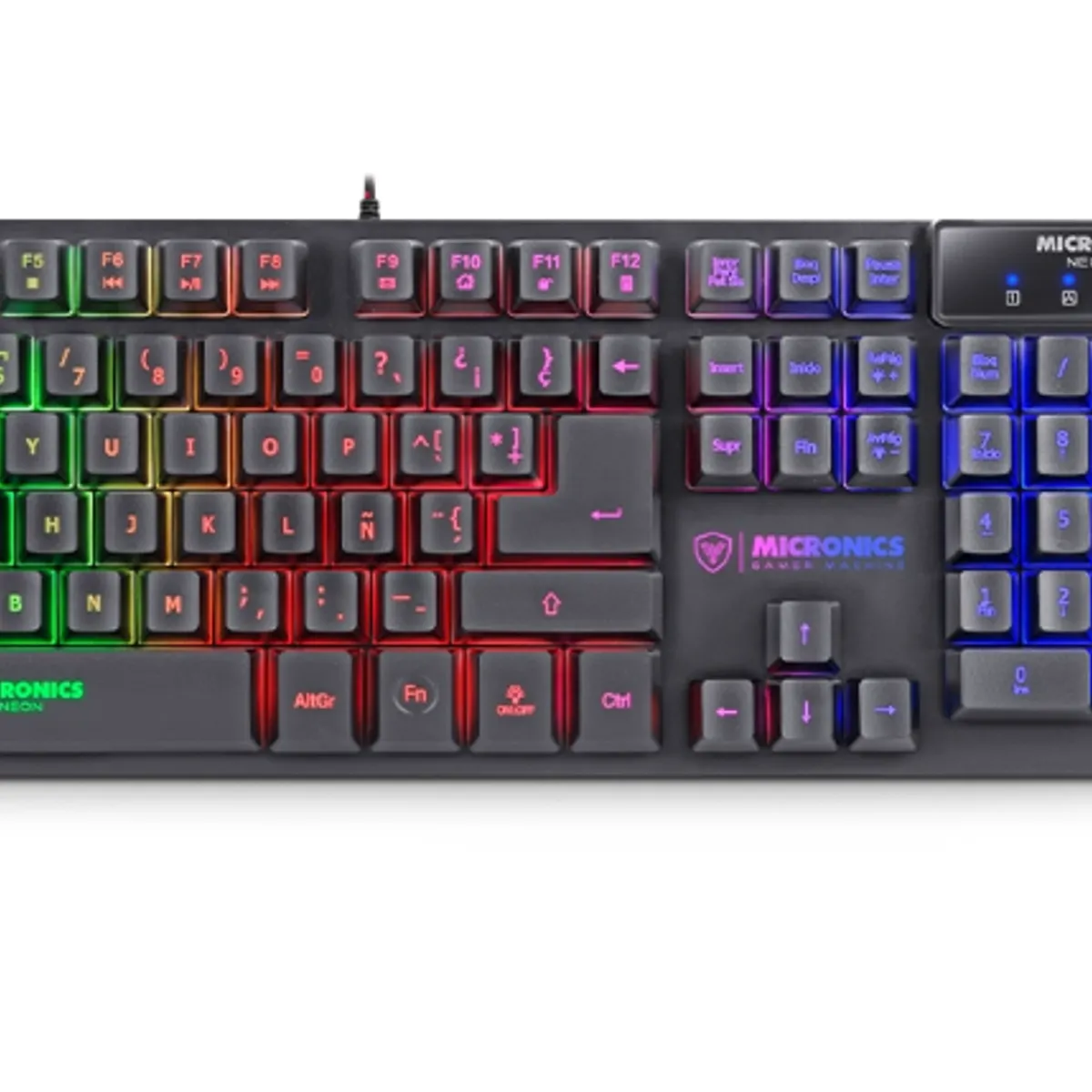 MICRONICS - Kit Gamer NEON MIC GT1000 Teclado Rainbow + Mouse RGB USB MICRONICS