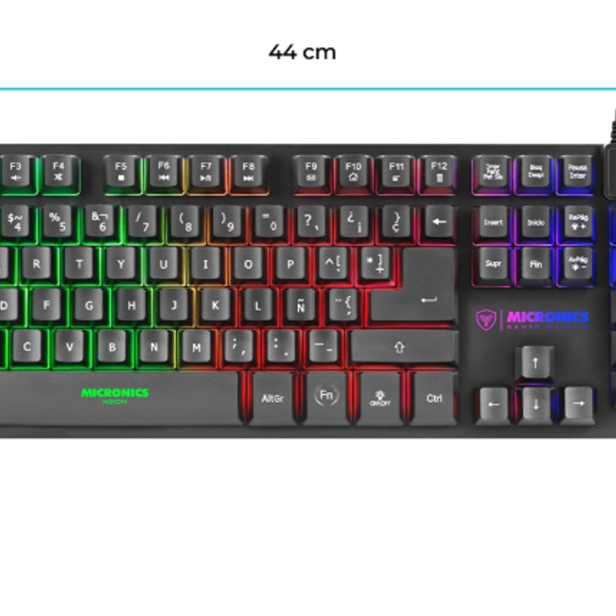 MICRONICS - Kit Gamer NEON MIC GT1000 Teclado Rainbow + Mouse RGB USB MICRONICS