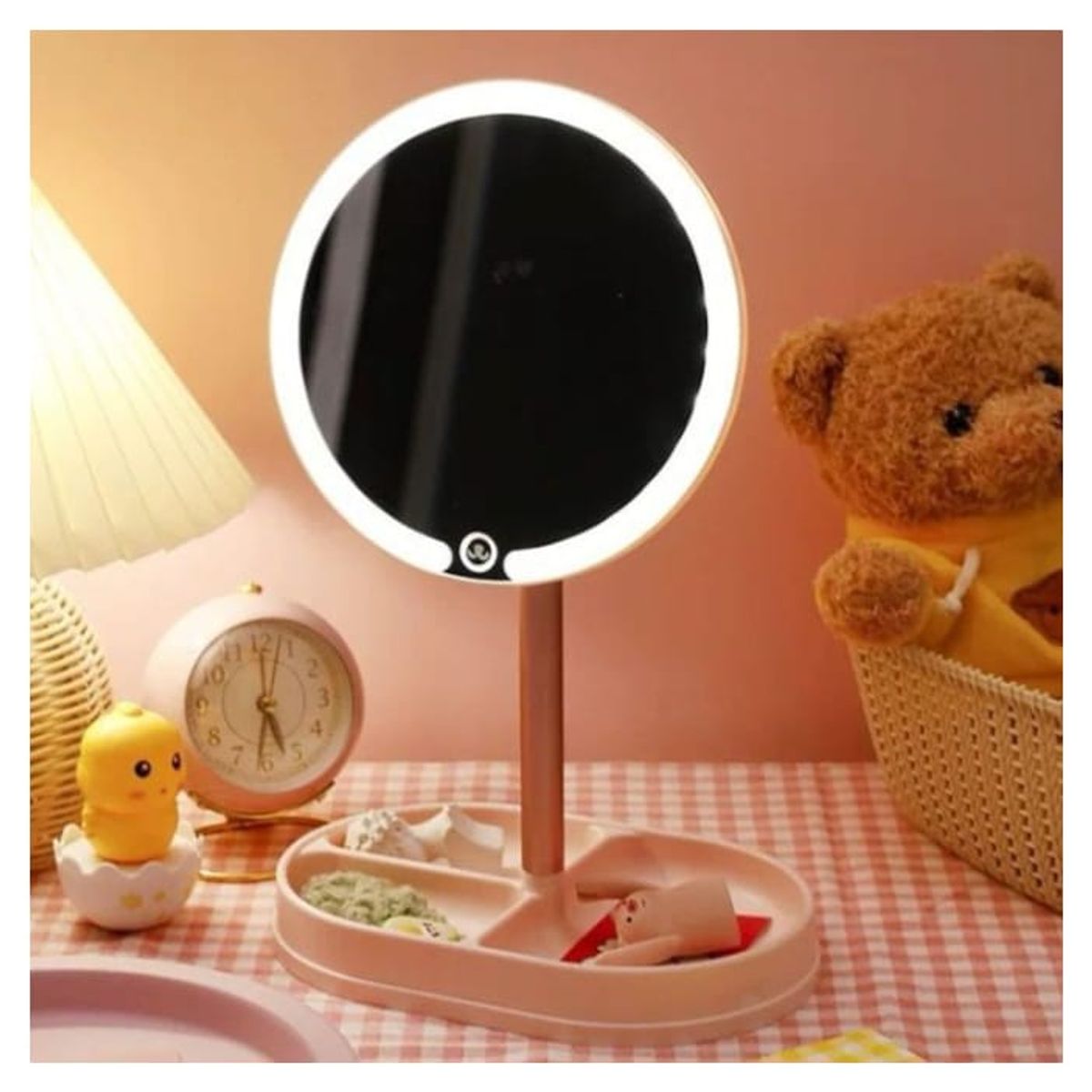 GENERICO - Espejo para maquillaje con Luz LED recargable y base organizadora