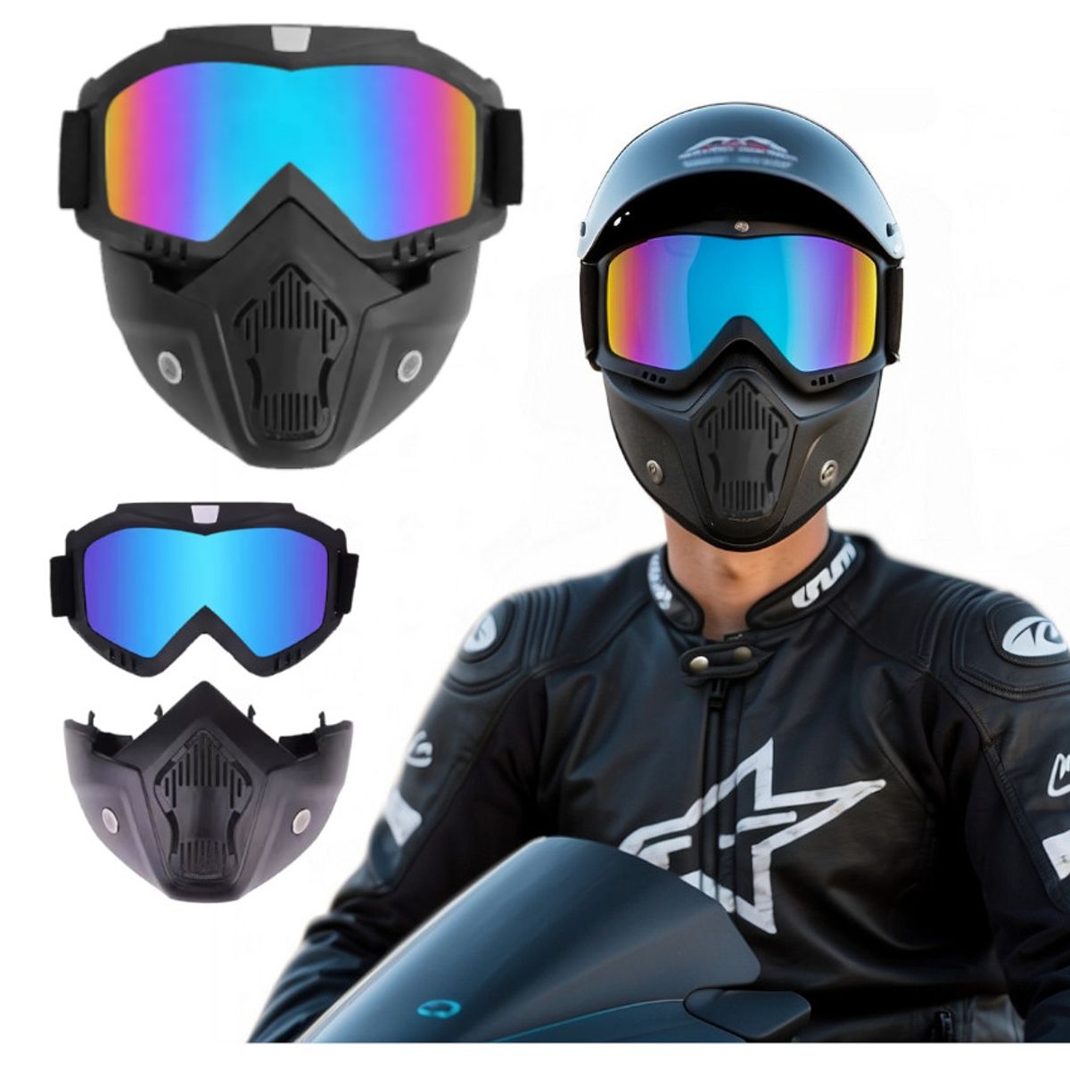 GENERICO - Lente Cortaviento Mascara Rostro Moto Bicicleta Sol Lluvia
