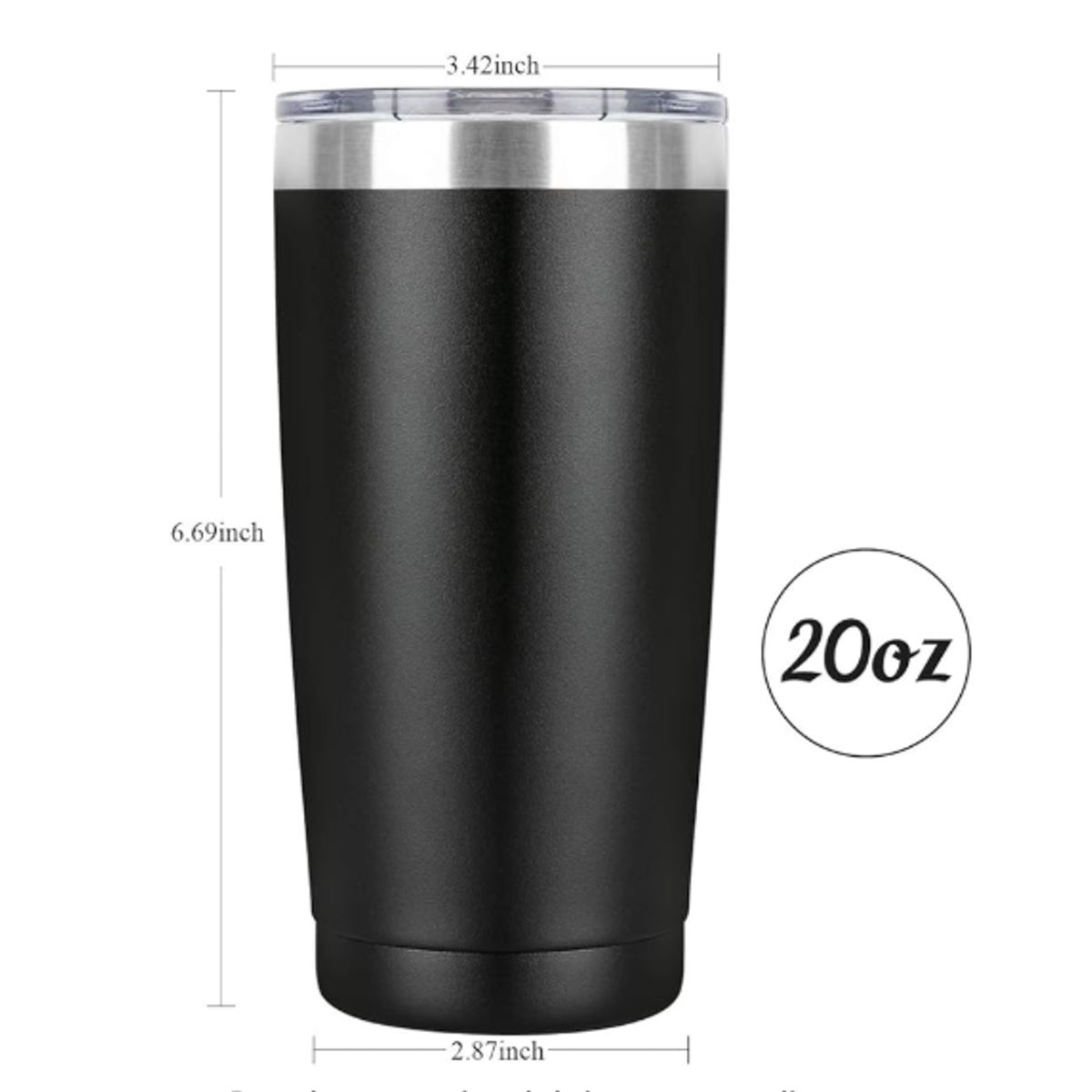 GENERICO - Vaso Termico Negro de 20 Onzas