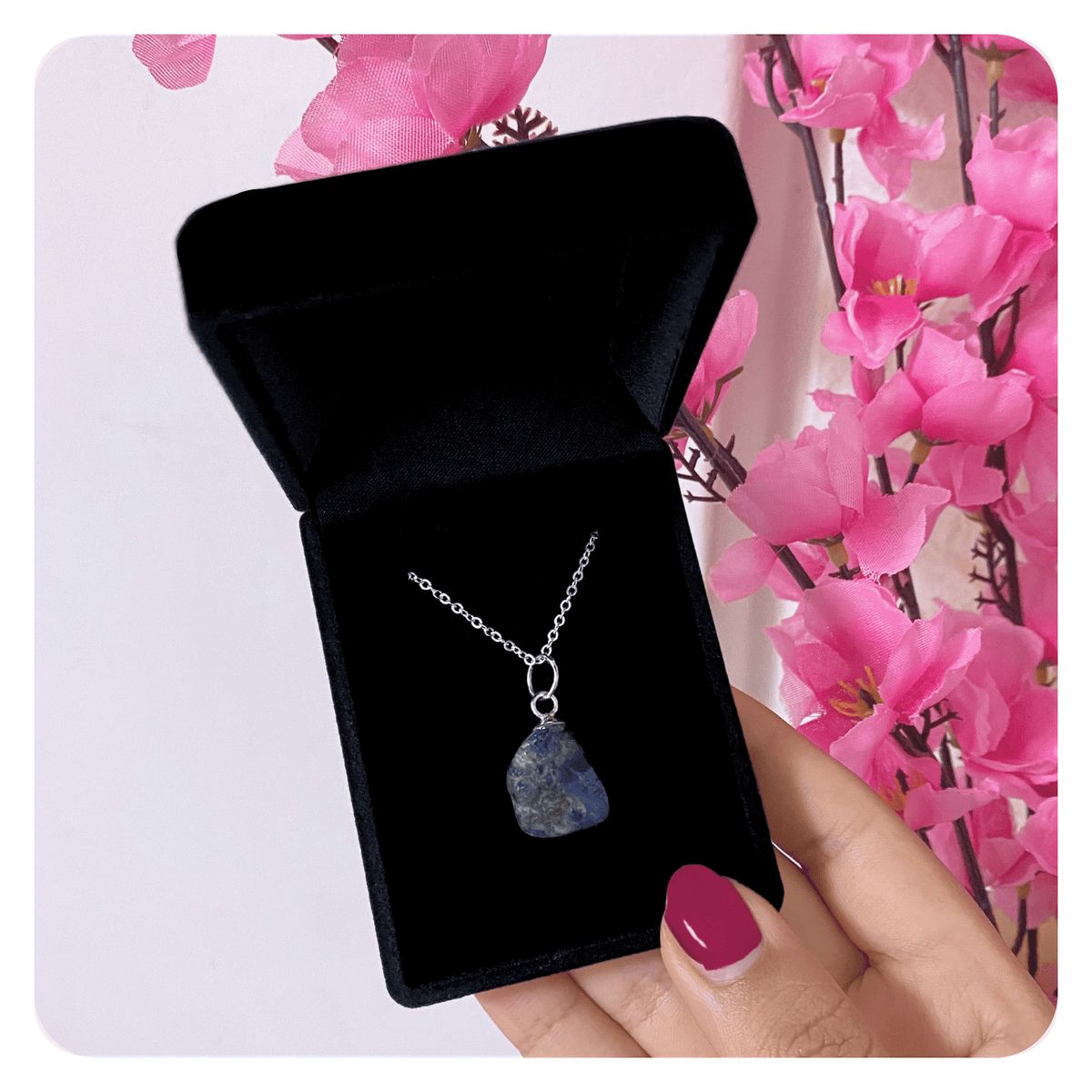 GENERICO - Collar Sodalita Piedra Natura Regalo Mamá Joya Plata