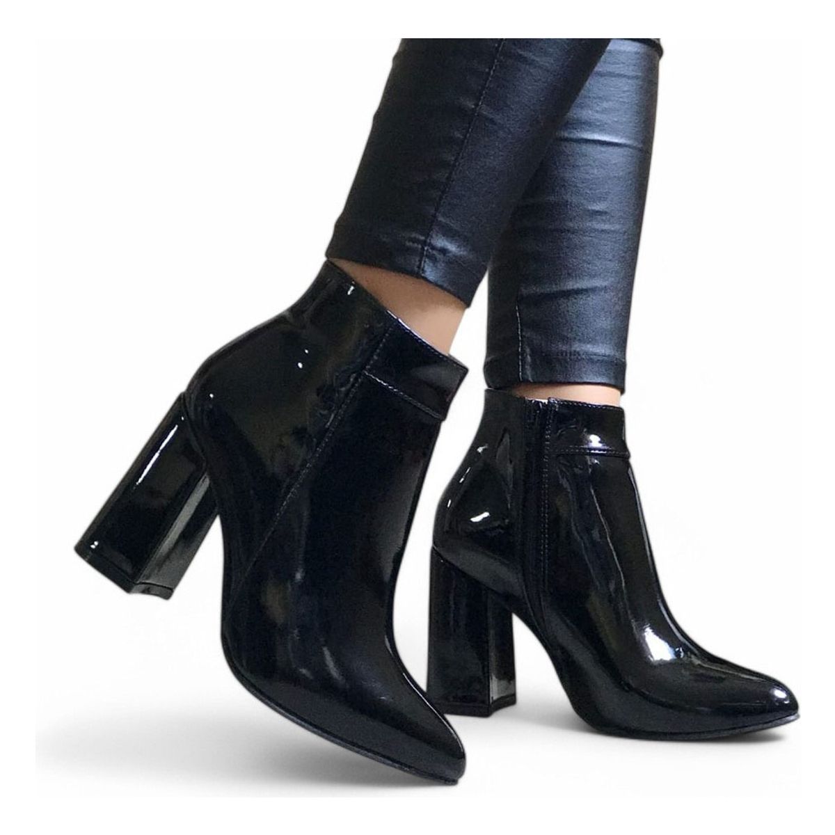 GENERICO - Bota Mujer Taco 9 Charol 2086L-60 Color Negro