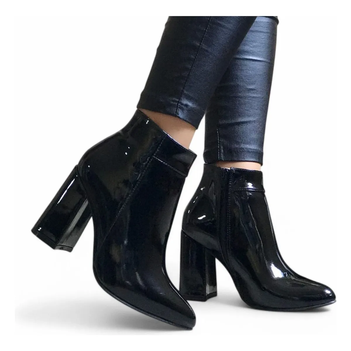 GENERICO - Bota Mujer Taco 9 Charol 2086L-60 Color Negro