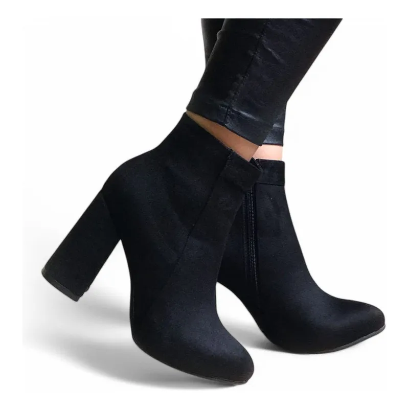 GENERICO - Bota Mujer Taco 9 Gamuza 2086L-60 Color Negro