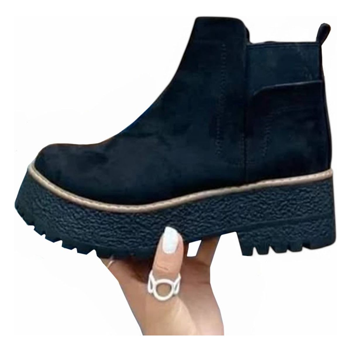 GENERICO - Botin Mujer Gamuza Cierre 2086L-60 Color Negro