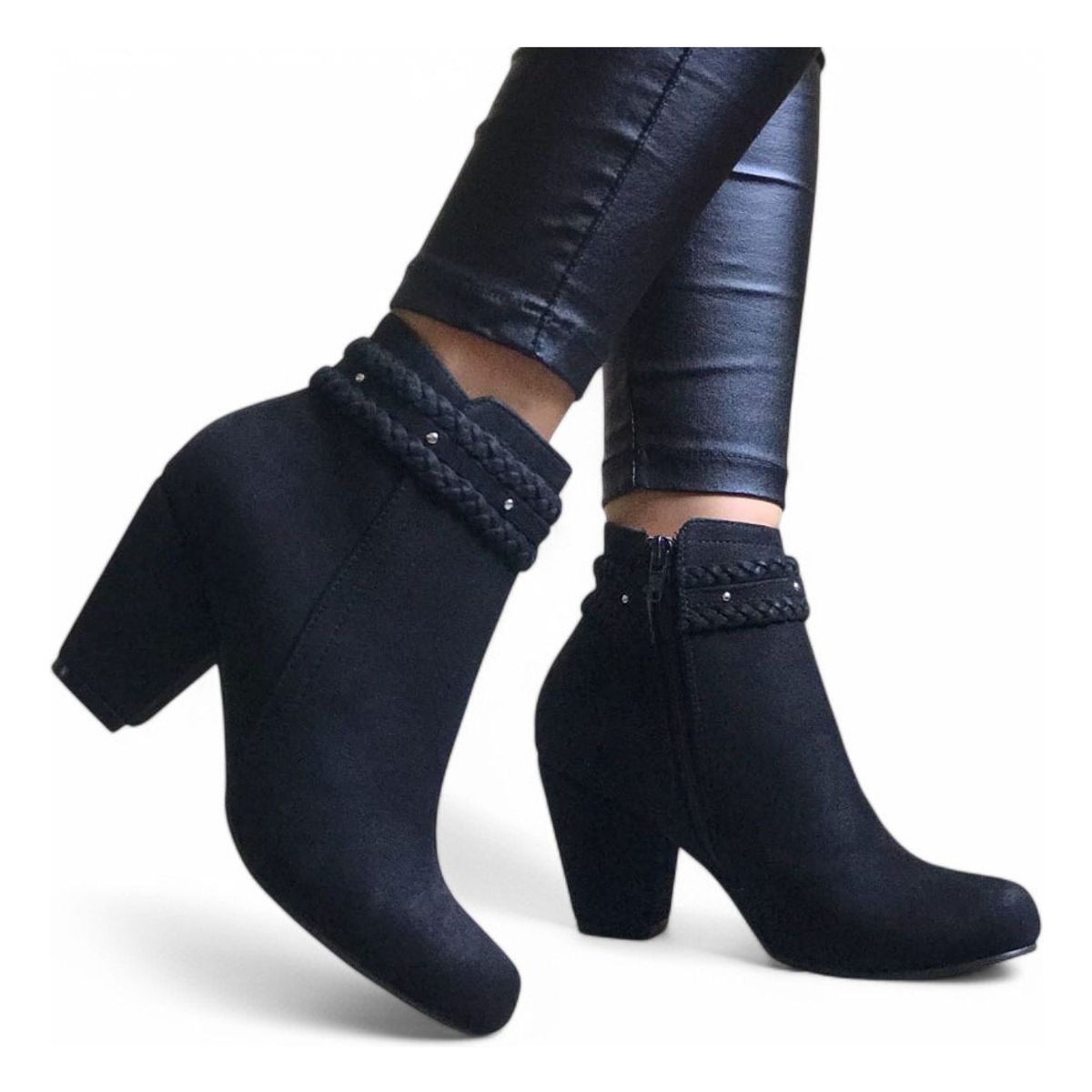 GENERICO - Botin Mujer Gamuza Taco 7 Gamuza 2086L-60 Color Negro