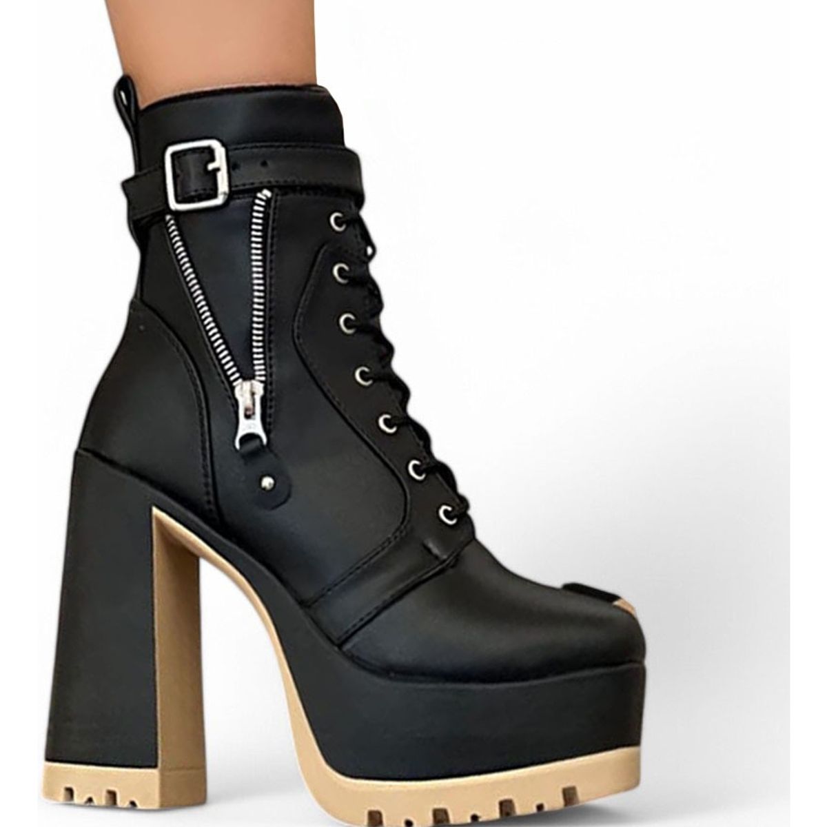 GENERICO - Botin Mujer Taco 12 Plataforma 5 2086L-78 Color Negro