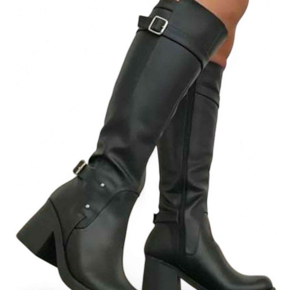 GENERICO - Botin Mujer Taco 7 Doble Hebilla 2086L-70 Color Negro