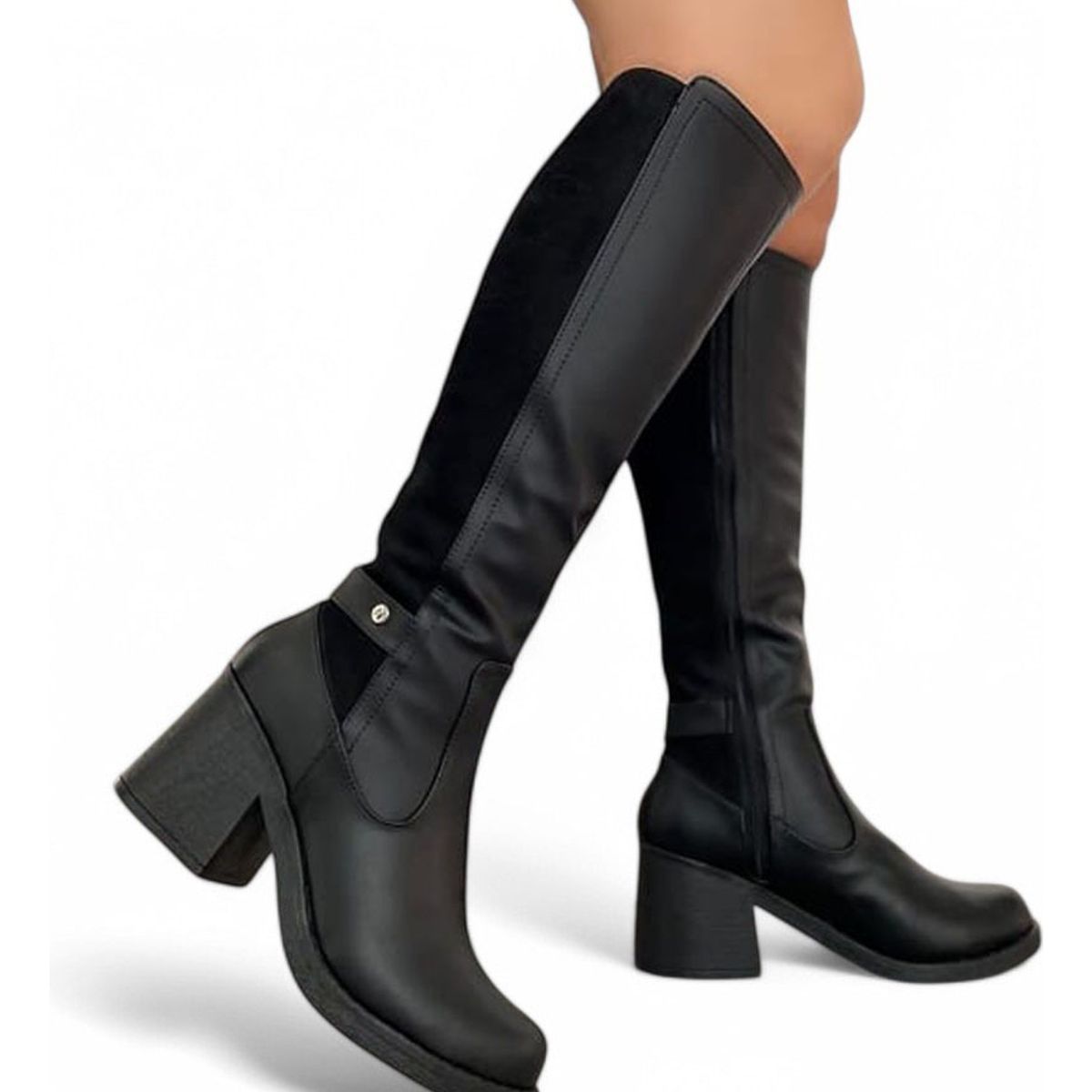 GENERICO - Botin Mujer Taco 7 Gamuza Posterior 2086L-70 Color Negro