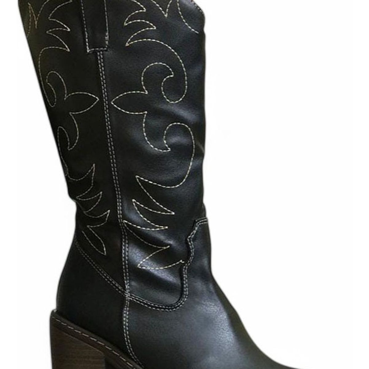 GENERICO - Botin Mujer Texana Alta Taco 7 2086L-80 Color Negro