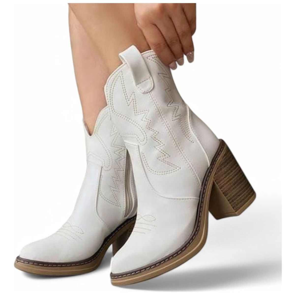 GENERICO - Botin Mujer Texana Taco 7 2086L-75 Color Blanco