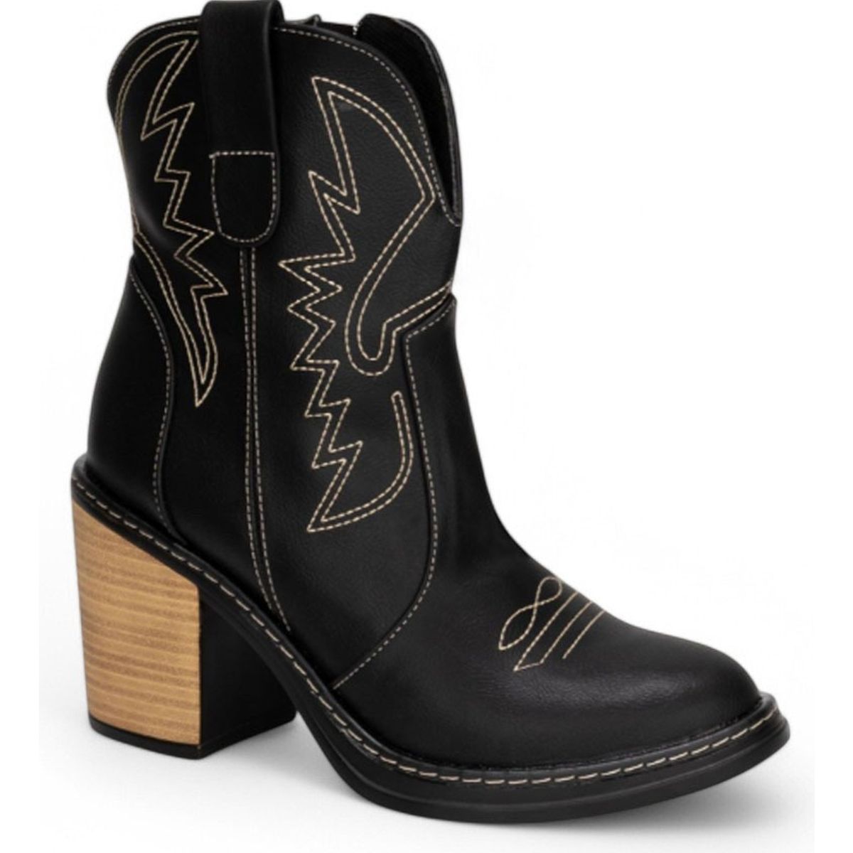 GENERICO - Botin Mujer Texana Taco 7 2086L-75 Color Negro