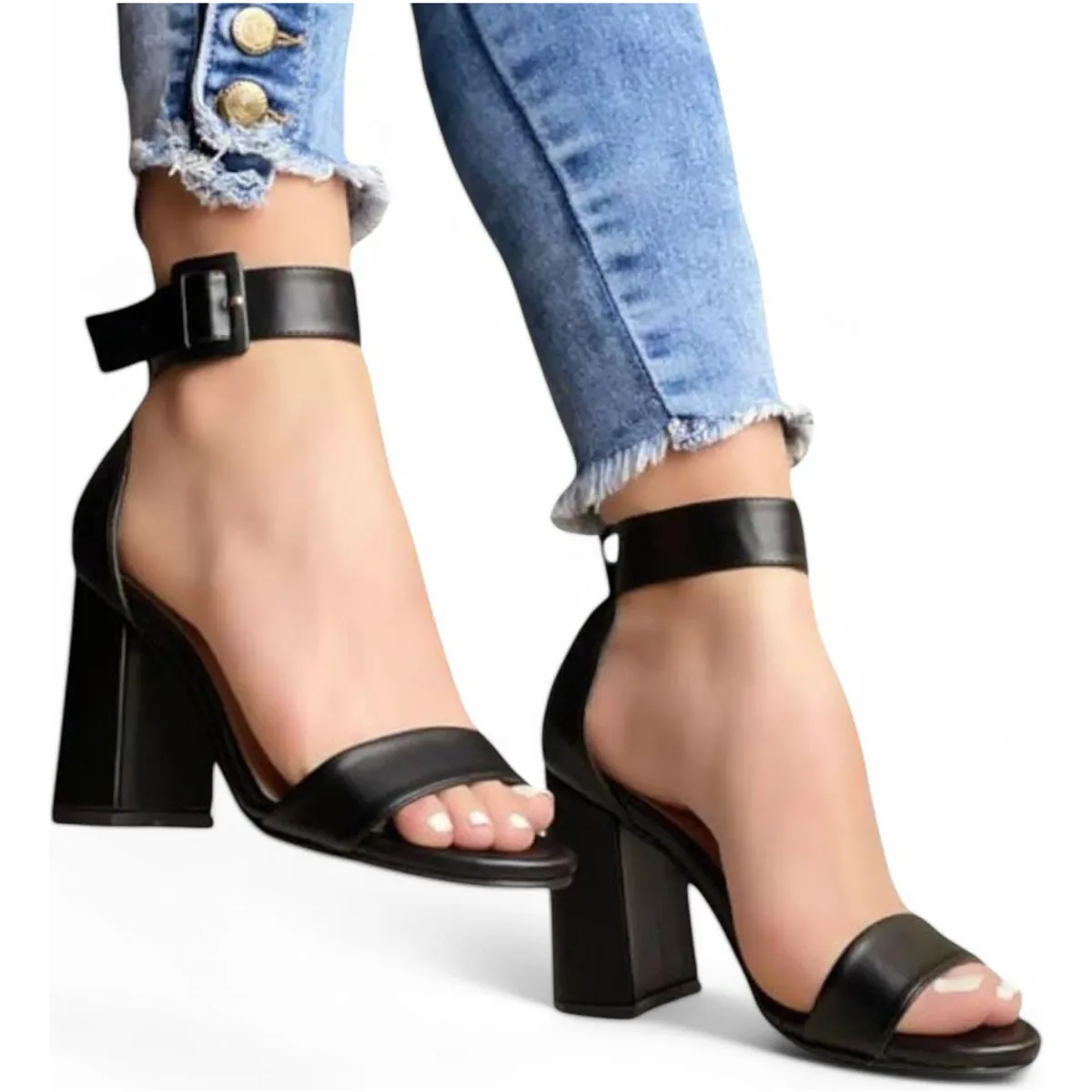 GENERICO - Sandalia Mujer Clasico Taco 7 2086L-55 Color Negro