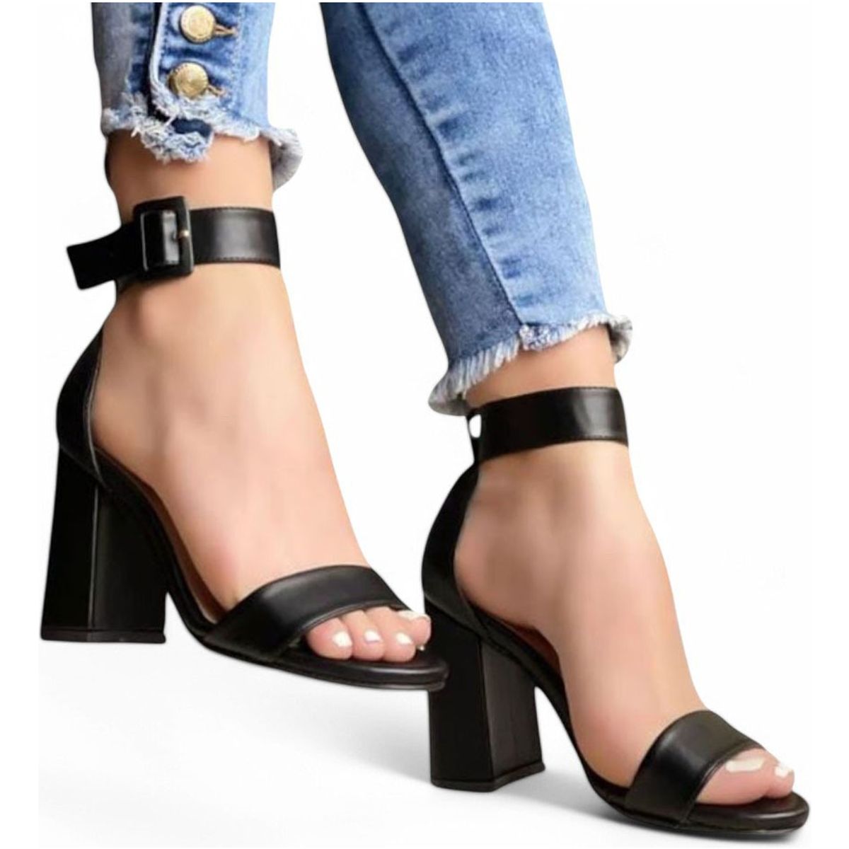 GENERICO - Sandalia Mujer Clasico Taco 7 2086L-55 Color Negro