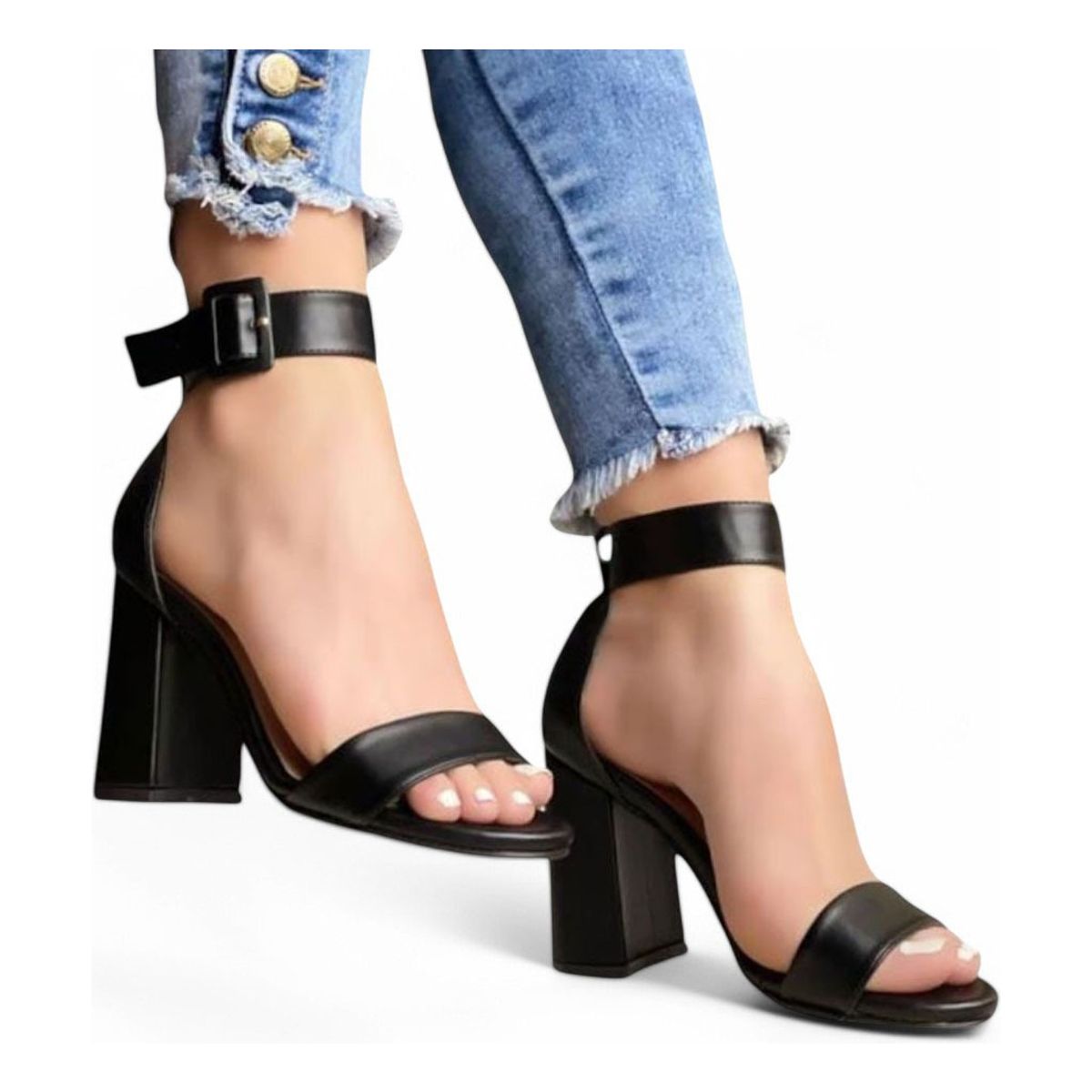 GENERICO - Sandalia Mujer Clasico Taco 7 2086L-55 Color Negro