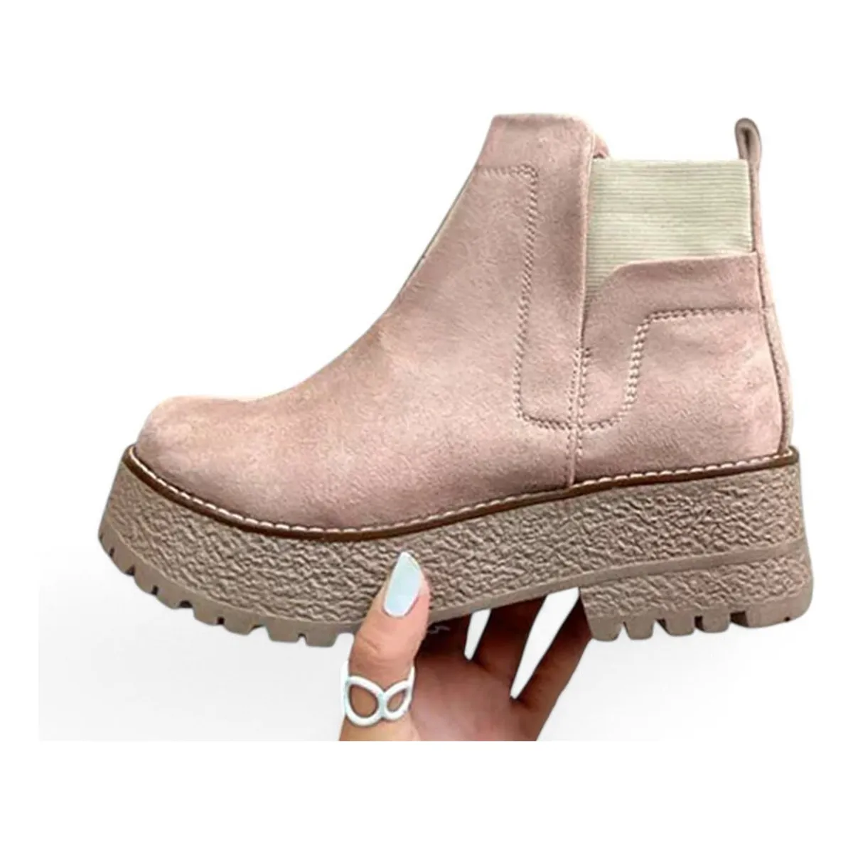GENERICO - Botin Mujer Gamuza Cierre 2086L-60 Color Beige