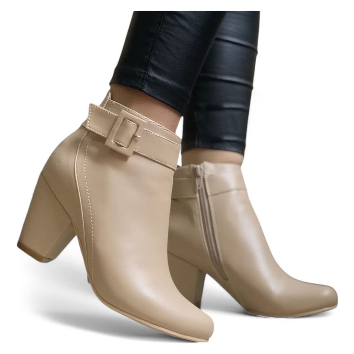 GENERICO - Botin Mujer Taco 7 Vegano 2086L-60 Color Beige