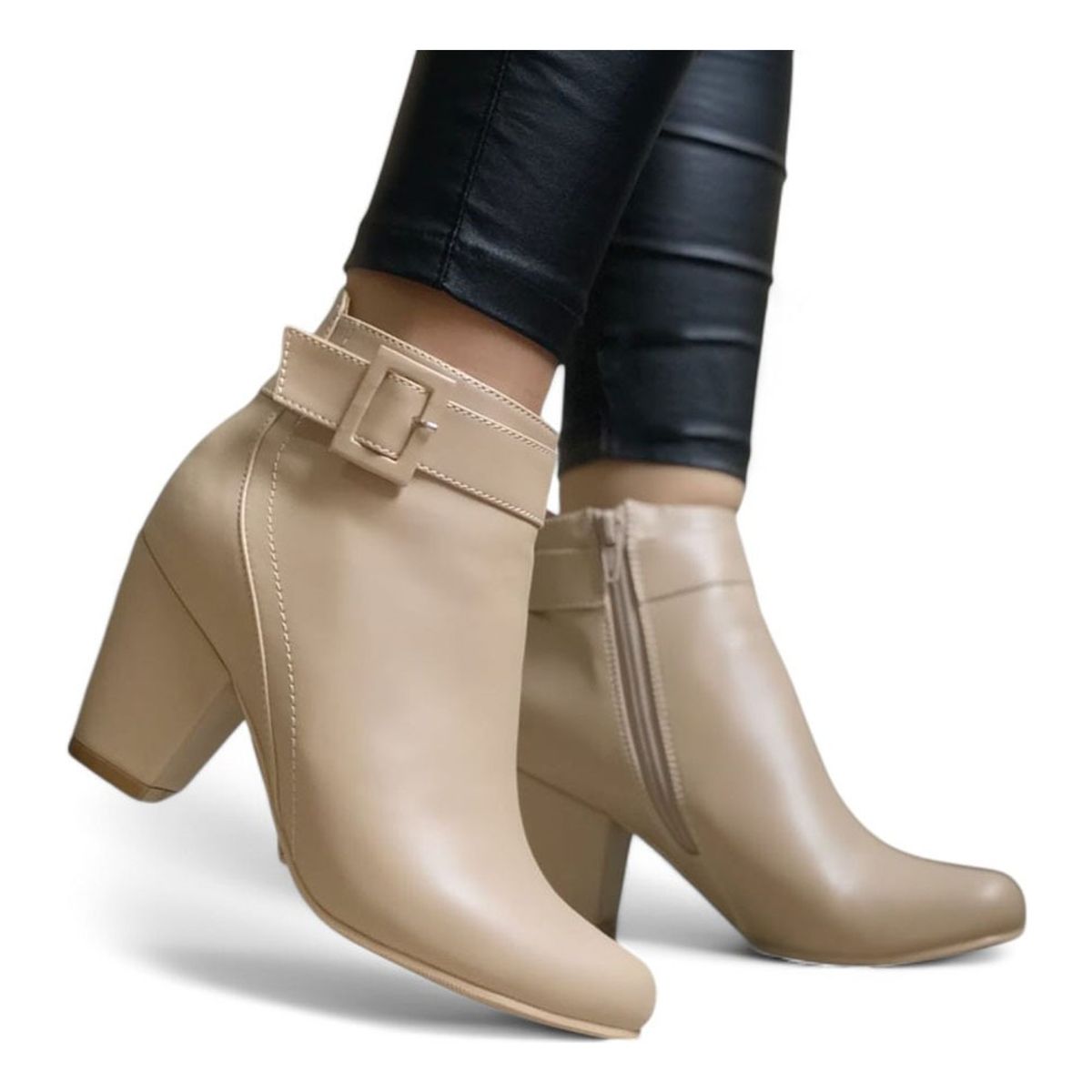 GENERICO - Botin Mujer Taco 7 Vegano 2086L-60 Color Beige