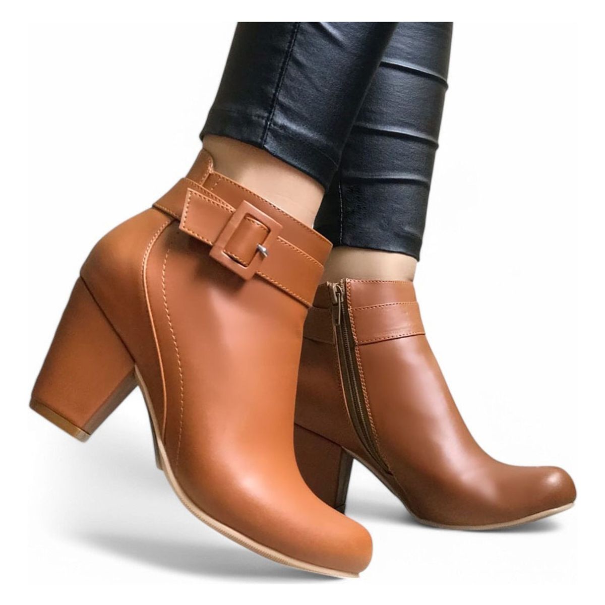 GENERICO - Botin Mujer Taco 7 Vegano 2086L-60 Color Camel