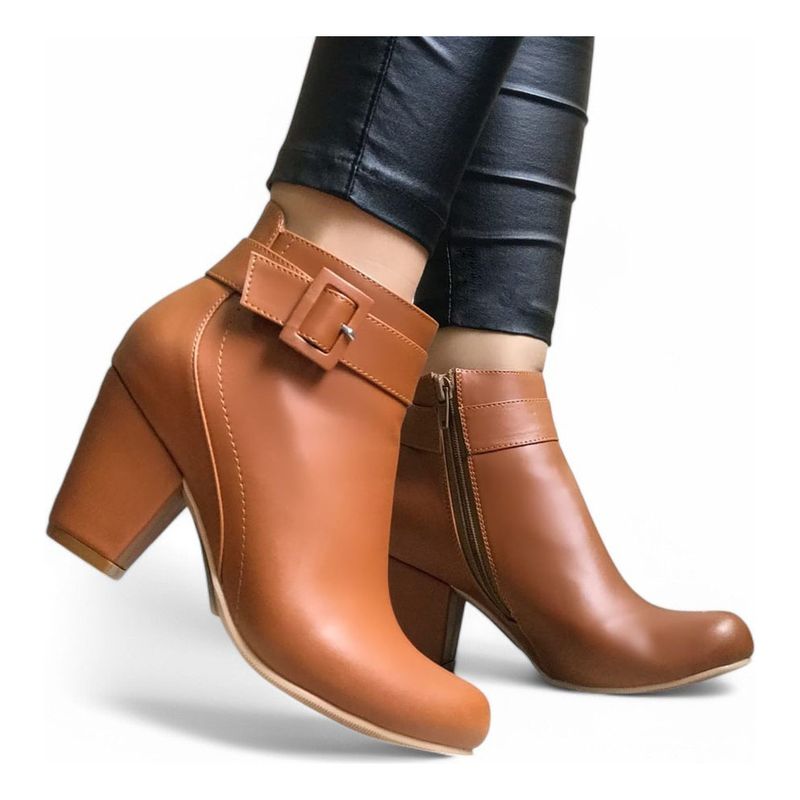 GENERICO - Botin Mujer Taco 7 Vegano 2086L-60 Color Camel