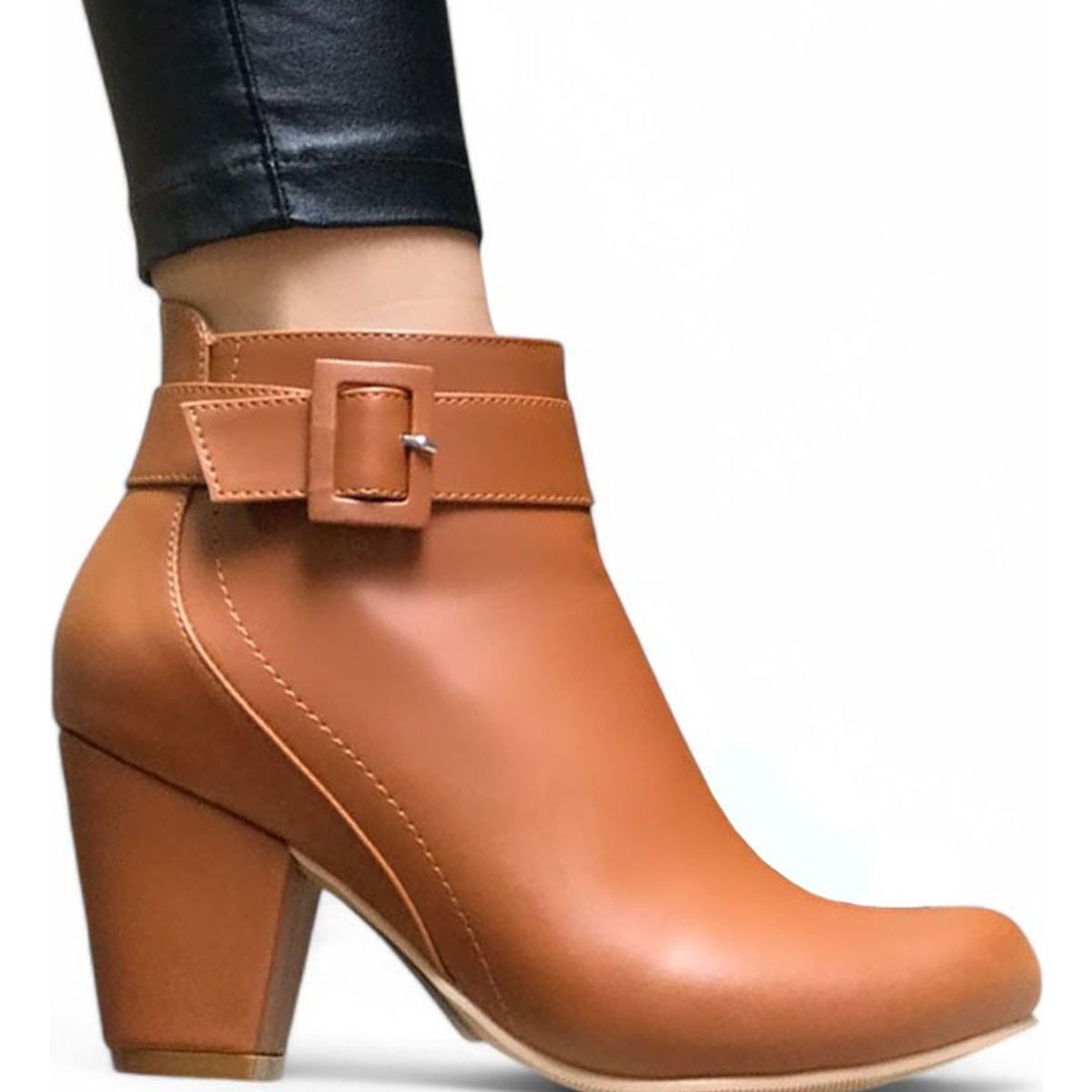 GENERICO - Botin Mujer Taco 7 Vegano 2086L-60 Color Camel