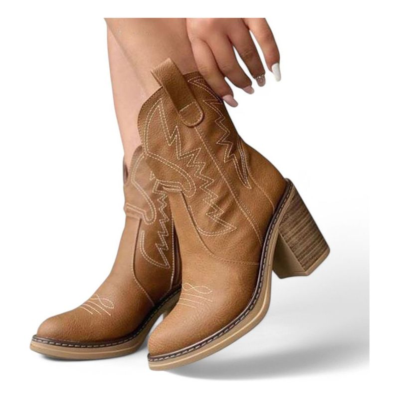 GENERICO - Botin Mujer Texana Taco 7 2086L-75 Color Camel