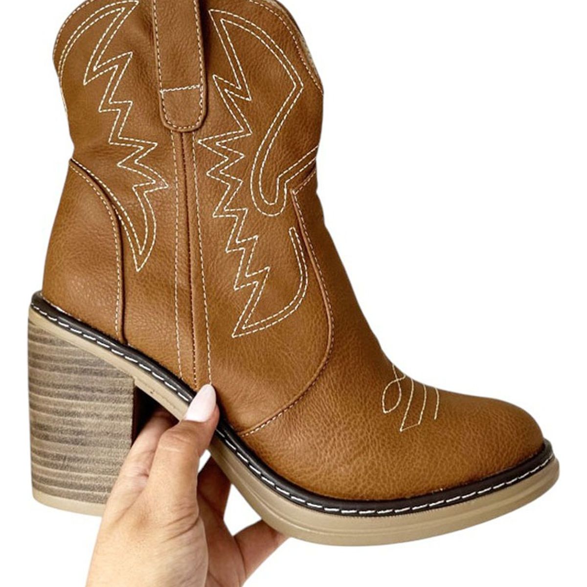GENERICO - Botin Mujer Texana Taco 7 2086L-75 Color Camel
