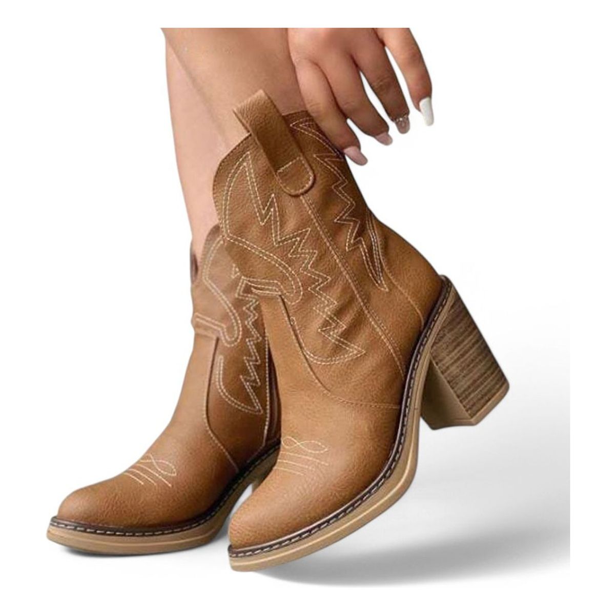 GENERICO - Botin Mujer Texana Taco 7 2086L-75 Color Camel