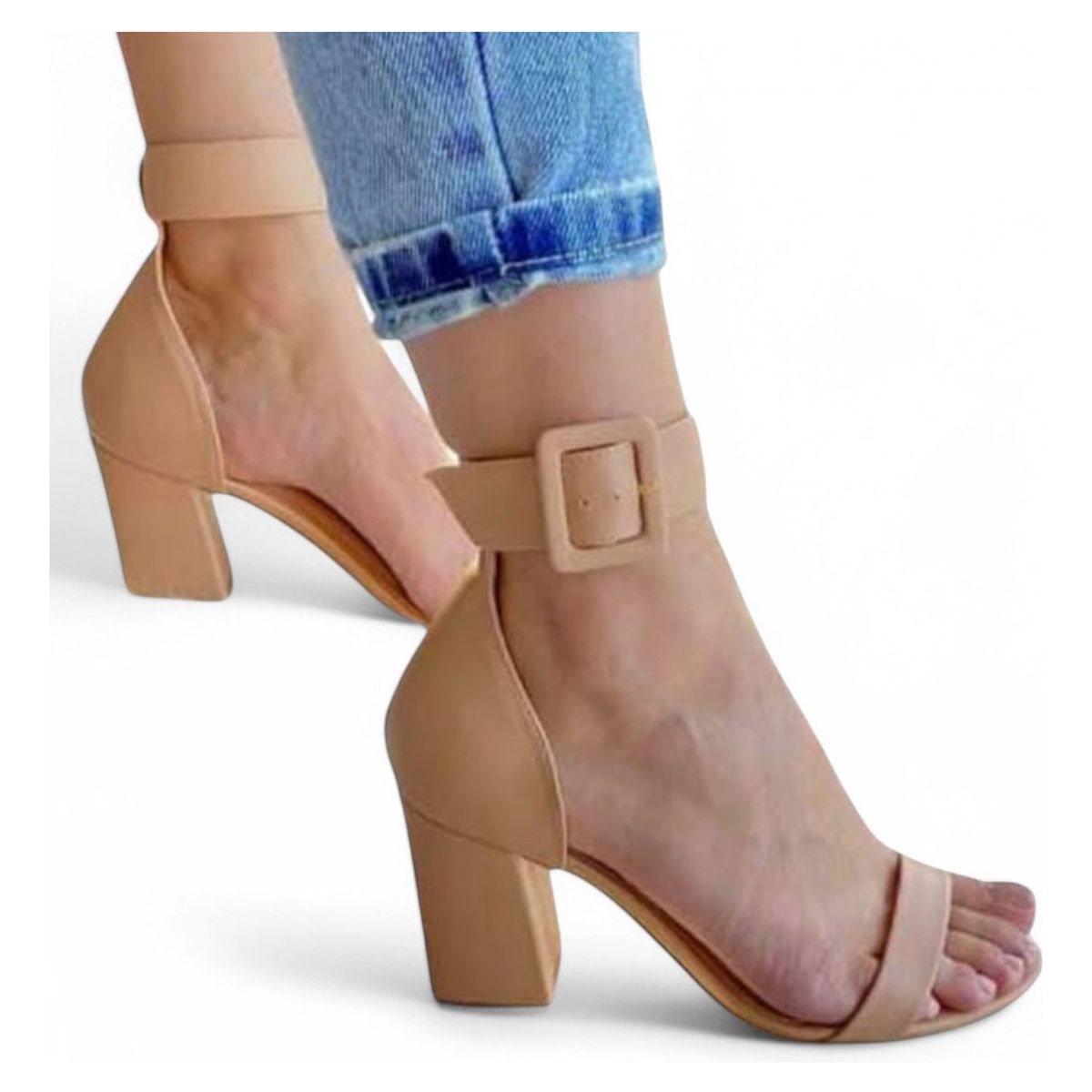 GENERICO - Sandalia Mujer Clasico Taco 7 2086L-55 Color Beige