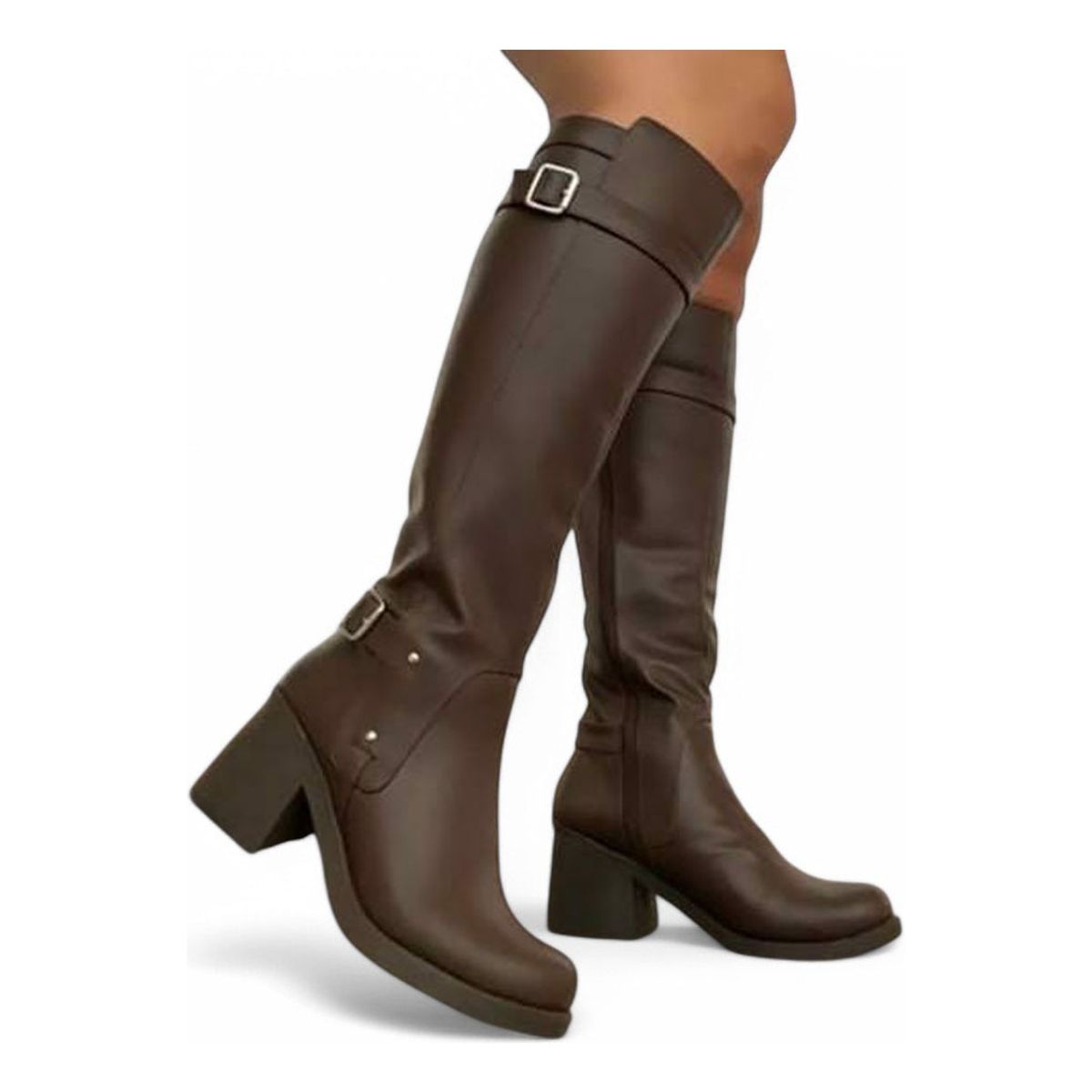 GENERICO - Botin Mujer Taco 7 Doble Hebilla 2086L-70 Color Marron