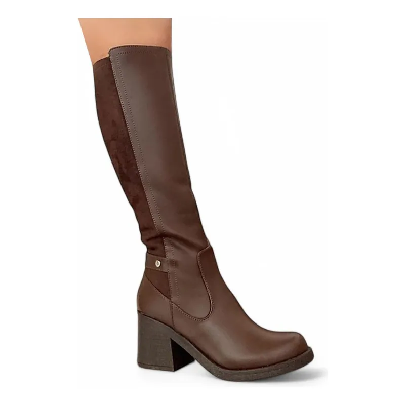 GENERICO - Botin Mujer Taco 7 Gamuza Posterior 2086L-70 Color Marron