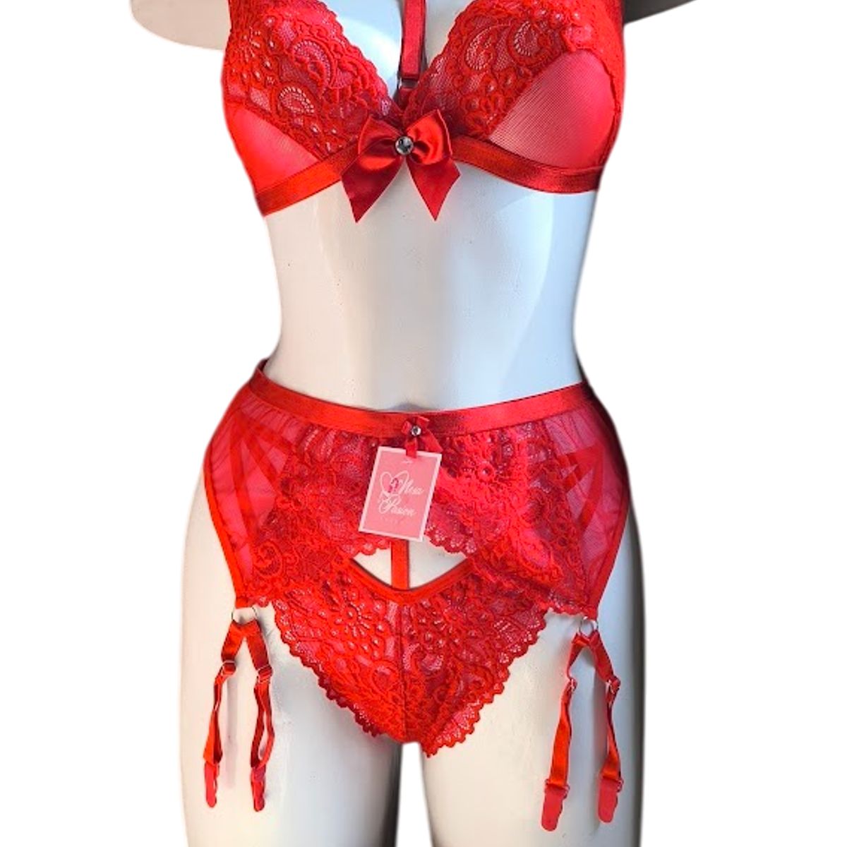 GENERICO - LENCERIA PORTALIGAS DE ENCAJE CON MEDIAS