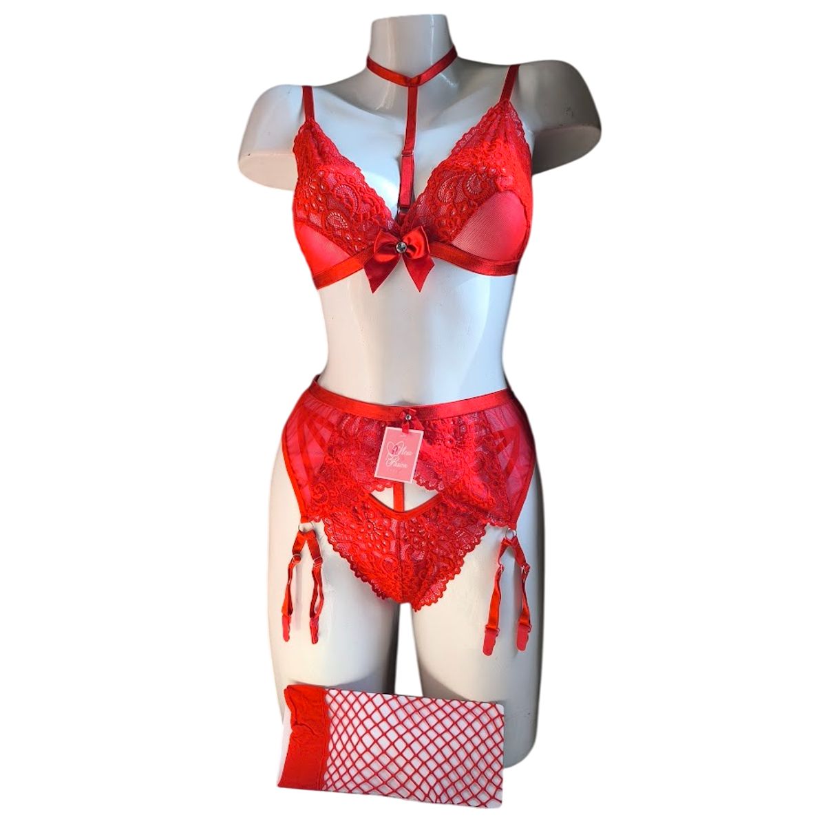 GENERICO - LENCERIA PORTALIGAS DE ENCAJE CON MEDIAS