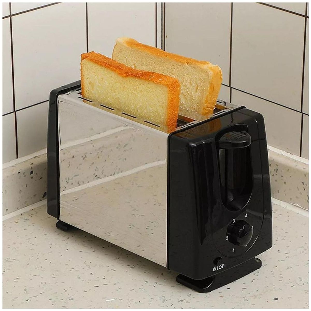 GENERICO - Tostadora QLT-118B de Acero Inoxidable 2 Panes 650W