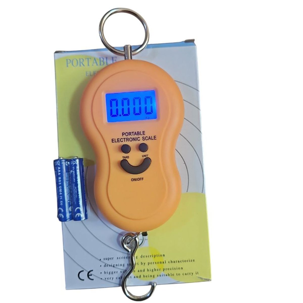 GENERICO - BALANZA DIGITAL COLGANTE CON GANCHO 50KG NARANJA