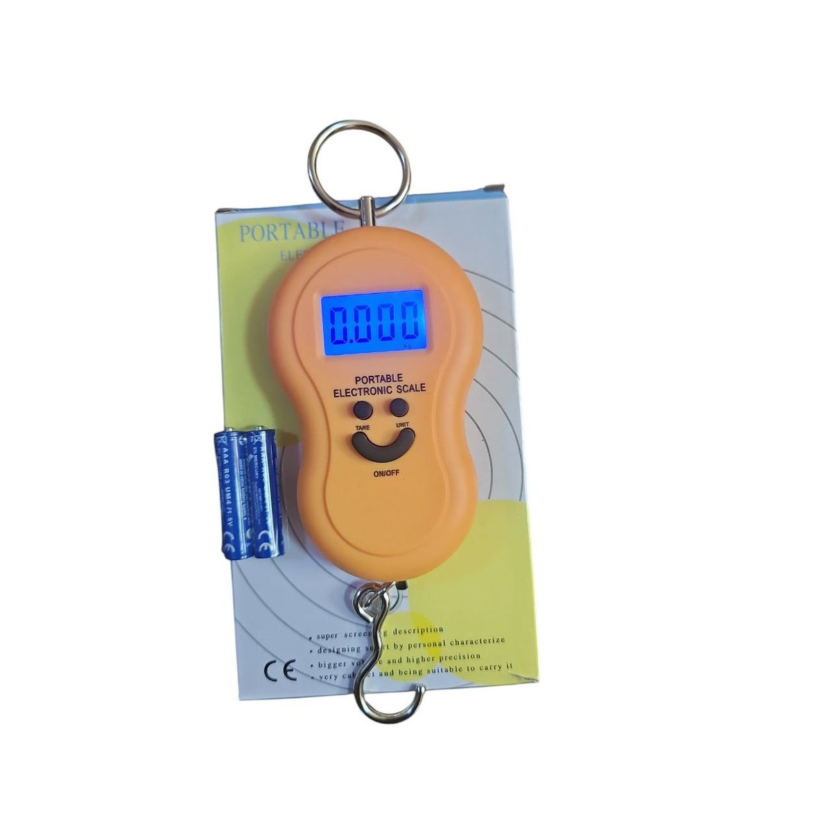 GENERICO - BALANZA DIGITAL COLGANTE CON GANCHO 50KG NARANJA