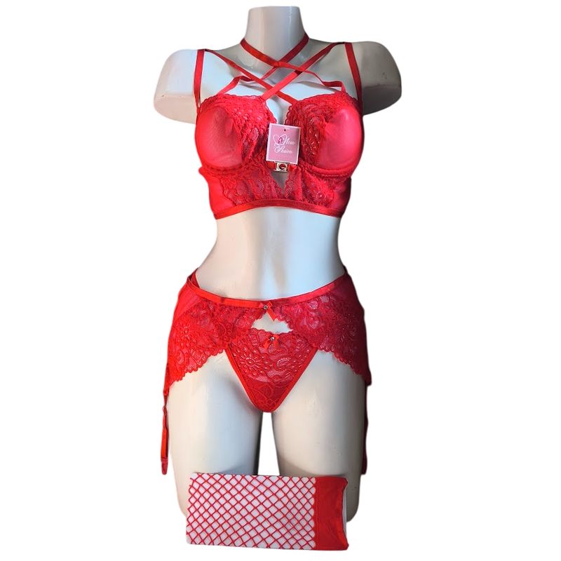 GENERICO - LENCERIA PORTALIGAS DE ENCAJE CON MEDIAS